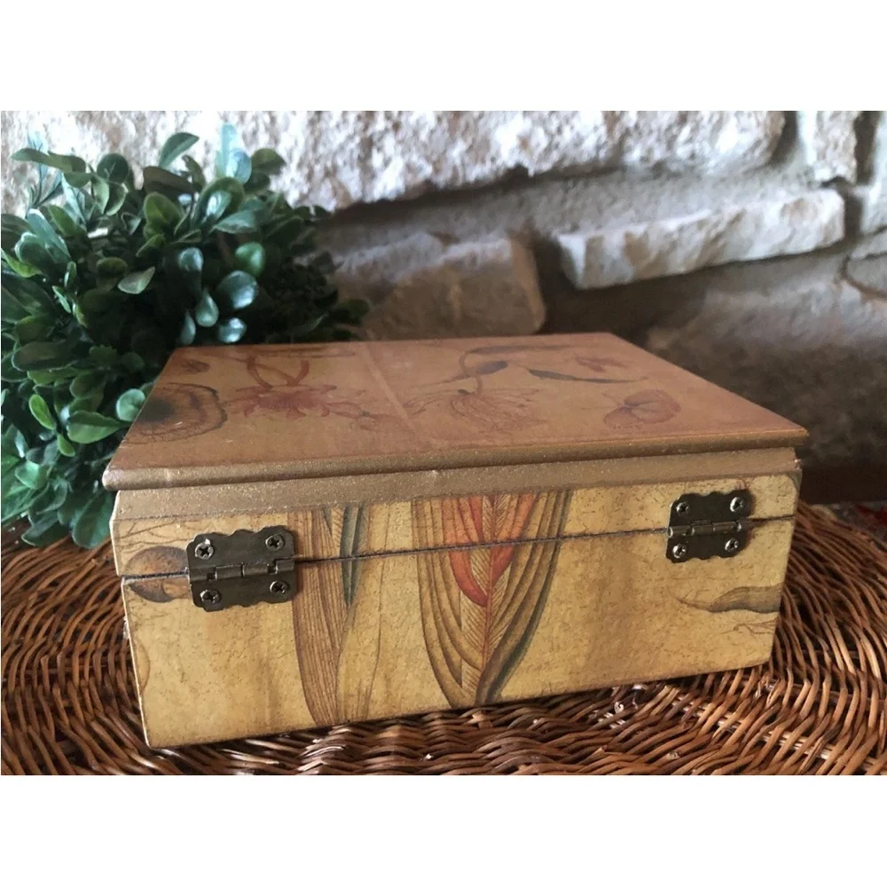 Mikasa Covered Wooden Hinged Box Floral Trinket Letter Folk Art‎ 7